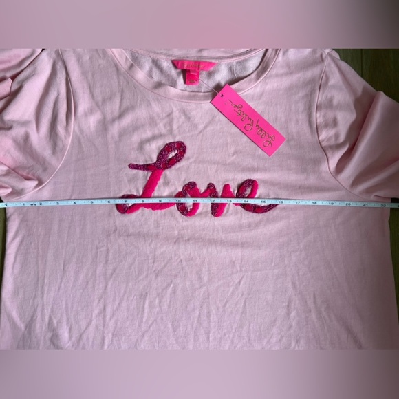 Lilly Pulitzer ‘LOVE’ Pink Beaded Sweatshirt XL NWT - Picture 11 of 12